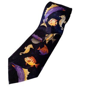 Fratello Tie Seahorse Fisherman Angler Fish Marlin Mens Necktie Business Career